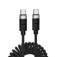 Data Cable Hoco DU59 Bamboo USB-C to USB-C 60W Spring Braided Cable  Black 1.5m
