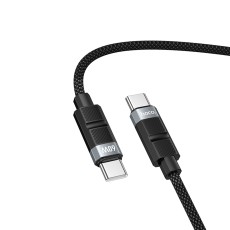 Data Cable Hoco DU59 Bamboo USB-C to USB-C 60W Spring Braided Cable  Black 1.5m