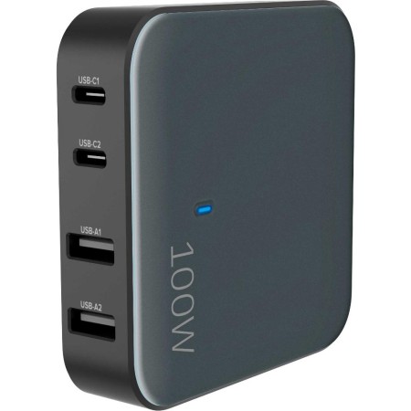 Yenkee YAC 4100 Desk Charger / Power Station with 4 Charging Outputs 2xUSB-C and 2xUSB-A  PD QC 100W Black