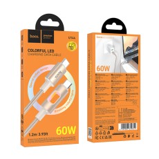 Cable Hoco U144 USB-C  to USB-C 60W Fast Charging 3A with Lighting Braided Gold 1.2m