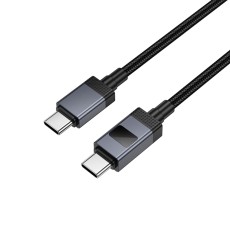 Cable Hoco X118 Generous USB-C  to USB-C 60W Fast Charging 3A with Charging Indicator Braided Black 1m
