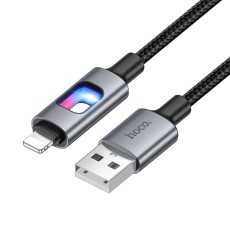 Cable Hoco U144 USB-A  to Lightning Fast Charging 2.4A with Lighting Braided Black 1.2m