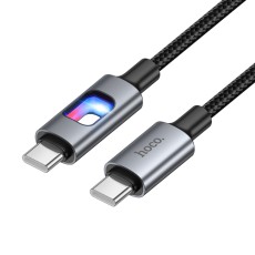 Cable Hoco U144 USB-C  to USB-C 60W Fast Charging 3A with Lighting Braided Black 1.2m
