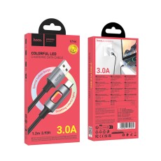 Cable Hoco U144 USB-A  to Lightning Fast Charging 2.4A with Lighting Braided Black 1.2m