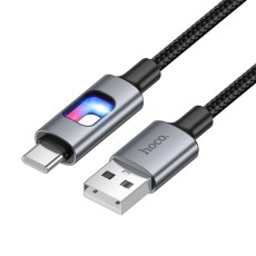 Cable Hoco U144 USB-A  to Lightning Fast Charging 2.4A with Lighting Braided Black 1.2m
