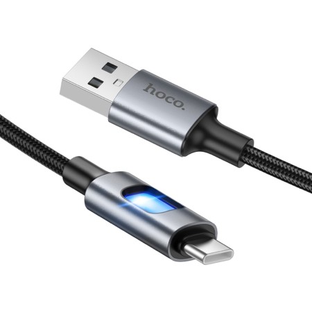 Cable Hoco U144 USB-A  to Lightning Fast Charging 2.4A with Lighting Braided Black 1.2m