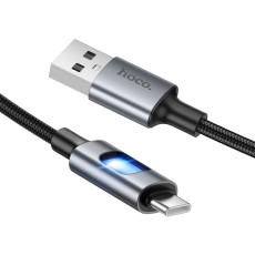 Cable Hoco U144 USB-A  to Lightning Fast Charging 2.4A with Lighting Braided Black 1.2m