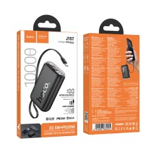 Power Bank Hoco J157 Leader 10000mAh PD20W + 22.5W, QC with USB-A and USB-C Ports, Integrated USB-C Cable and LED Battery Display Black