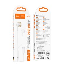 Hands Free Hoco M115 Sagacious USB-C Universal Earphones Hi-Fi Stereo with Microphone White 1.2m