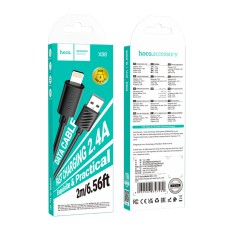 Cable Hoco X88 Gratified USB-C  to Lightning 2.4A Black 2m