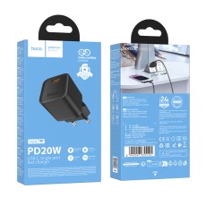Travel Charger Hoco N64 Ingenious Single Port GaN PD20W USB-C 5V 3.0A Black