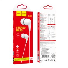 Hands Free Hoco M97 Enjoy Universal Earphones Stereo Bass USB-C with Microphone Compatible with All USB-C Devices White 1.2m