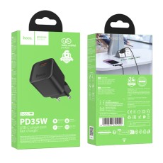 Travel Charger Hoco N66 Ingenious Single Port GaN PD35W USB-C 5V 3.0A Black