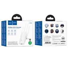 Wifi Repeater Hoco HI35 2.4Ghz 300Mbps and 4 Antennas White