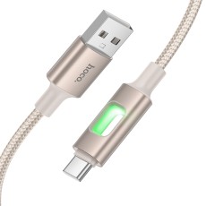 Cable Hoco U144 USB-A  to USB-C Fast Charging 3A with Lighting Braided Gold 1.2m