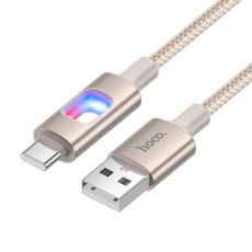 Cable Hoco U144 USB-A  to USB-C Fast Charging 3A with Lighting Braided Gold 1.2m