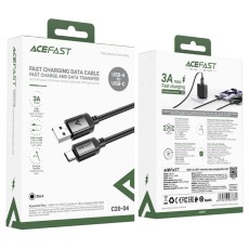 Cable Acefast C20-04 Aluminum Alloy USB-A  to USB-C 3A USB2.0 Braided Black 1.2m
