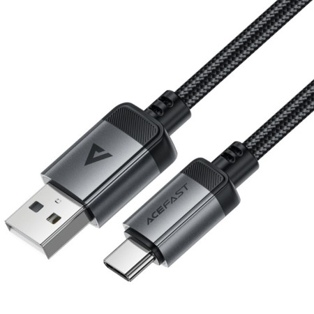 Cable Acefast C20-04 Aluminum Alloy USB-A  to USB-C 3A USB2.0 Braided Black 1.2m