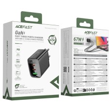 Travel Charger Acefast A108 Fast Charging 2xUSB-C + 1xUSB-A PD67W GaN Black