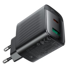 Travel Charger Acefast A106 Fast Charging 1xUSB-C + 1xUSB-A PD45W GaN Black