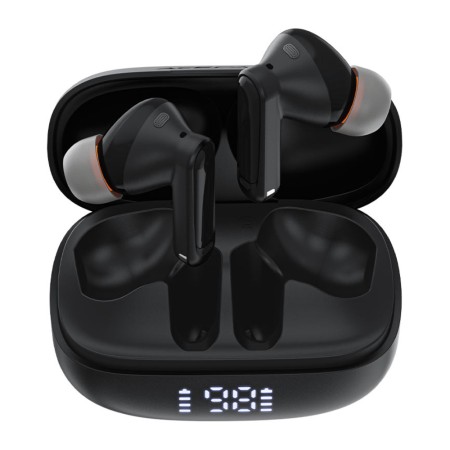 Wireless Earphones Hands Free Acefast W1 TWS v5.4 400mAh 8hr Working Time ANC with 4-Mic ENC Technology IPX4 and LED Digital Display Black