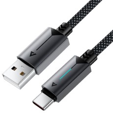 Cable Acefast C19-04 Metallic USB-A  to USB-C 3.0A Fast Charging USB2.0 with Charging Indicator Braided Black 1.2m