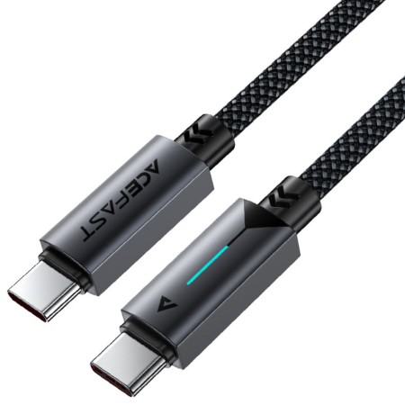 Cable Acefast C19-03 Metallic USB-C  to USB-C 60W 3.0A Fast Charging USB2.0 with Charging Indicator Braided Black 1.2m