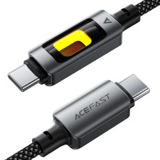 Cable Acefast C21-03 USB-C  to USB-C 60W 3A Fast Charge USB2.0 with Gradient Lighting Braided Black 1.2m