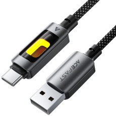 Cable Acefast C21-04 USB-A  to USB-C 3A Fast Charge USB2.0 with Gradient Lighting Braided Black 1.2m
