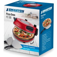 Electric Pizza Oven Smarton PO 300 with Temperature and Timer Control and Audible Timer Signal Red