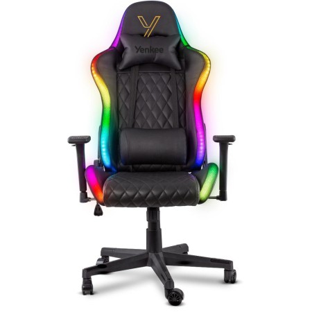Gaming Chair Yenkee YGC 300RGB STARDUST Black with Scratch Resistant PU Leather 3D Armrest Adjustment and RGB Lighting Max. Load 120kg