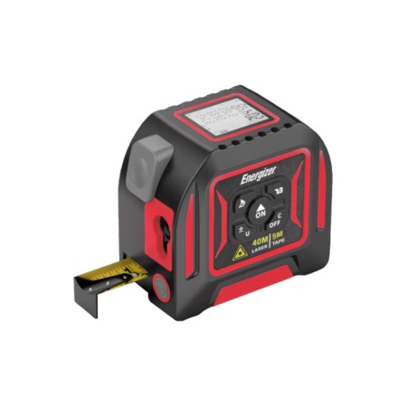 Energizer 3MT40 Measuring Tape 5m and Laser 40m Distance Meter with 500mAh Battery and 3 Units of Measure