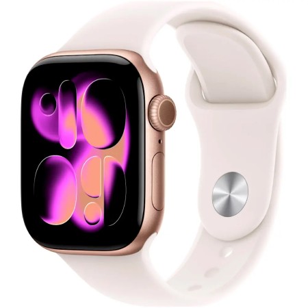 Apple Watch Series 11 (2025) Aluminum 46mm GPS eSim NFC IP6X  Aluminum Case Rose Gold with Sport Band Light Blush MEV64WF/A