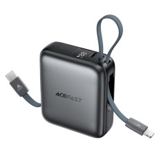 Power Bank Acefast M23 Mini 10000mAh PD22.5W Fast Charging with 1xUSB-C Cable and 1xLightning Cacle and 1χUSB-C Port Black