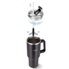 Stainless Steel & Plastic Thermos Cup 900ml HUGE Lamart LT4091 Black