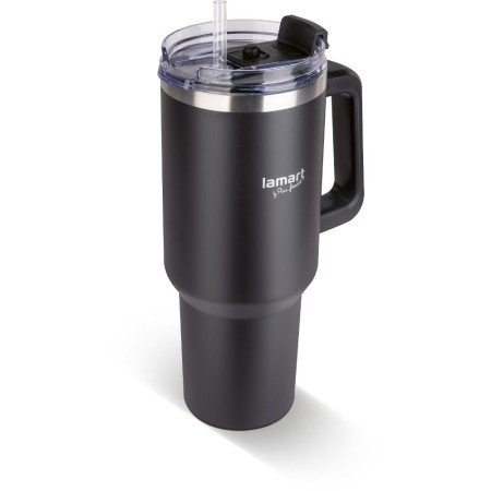 Stainless Steel & Plastic Thermos Cup 900ml HUGE Lamart LT4091 Black