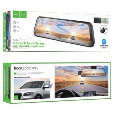Rearview Mirror Mounted Cam Hoco DV16 1080p Full HD Camera 140° 9.66" Touch Screen Display and 720p 120° Rear View Camera