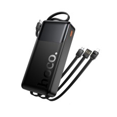 Power Bank Hoco J156A Founder 20000mAh PD20W+22.5W QC Input USB+USB-C Integrated Cables USB-C+USB+Lighting+Micro and LED Battery Display Black