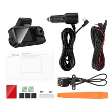 Windshield Cam Hoco DV15 720p HD 150mAh Wifi Ultra Wide Angle Lens 140° 2" Display with Rear Camera 480p Supports MicroSD Card up to 128GB Black