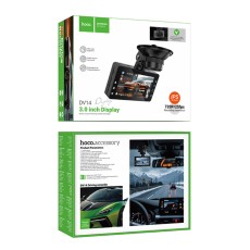 Windshield Cam Hoco DV14 720p HD 200mAh Wide Angle Lens 120° 3" Display Supports MicroSD Card up to 64GB Black