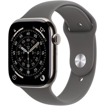 Apple Watch Series 11 5G (2025) Aluminum 46mm GPS eSIM NFC IP6X Aluminum Case Natural with Stone Grey Sport Band