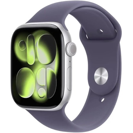 Apple Watch Series 11 5G (2025) Aluminum 46mm GPS eSIM NFC IP6X Aluminum Case Silver with Purple Fog Sport Band