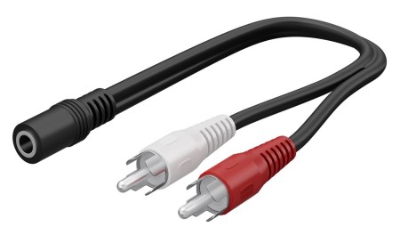 GOOBAY καλώδιο 3.5mm θηλυκό σε 2x αρσενικό RCA 50092, 0.2m, μαύρο