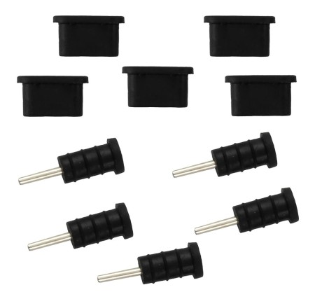 Σετ καλύμματα προστασίας για θύρα USB-C & 3.5mm AK327, μαύρο, 10τμχ