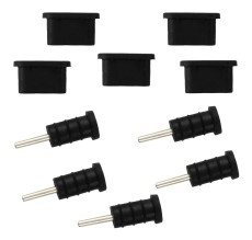 Σετ καλύμματα προστασίας για θύρα USB-C & 3.5mm AK327, μαύρο, 10τμχ