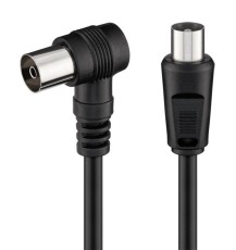POWERTECH καλώδιο κεραίας RF αρσενικό - RF θηλυκό CAB-V041, γωνιακό, μαύρο, 1.5m