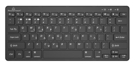POWERTECH ασύρματο πληκτρολόγιο PT-1153, 2.4GHz & Bluetooth, μαύρο