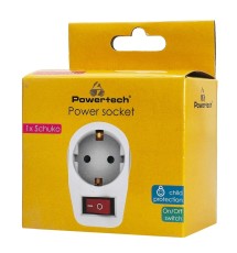 POWERTECH αντάπτορας ρεύματος PT-810, 1x schuko, 16A, λευκός