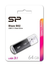 SILICON POWER USB Flash Drive Blaze B02, 64GB, USB 3.2, Μαύρο