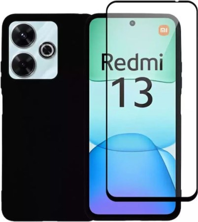 Vivid Set Matte Case Black + Full Face Tempered Glass Redmi 13 4G Black